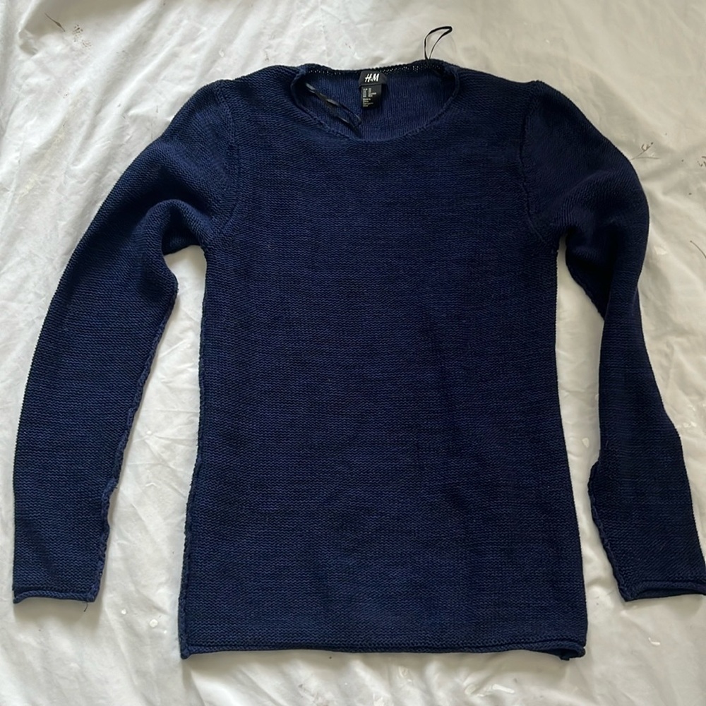 H&M xs navy tunic sweater 100% cotton